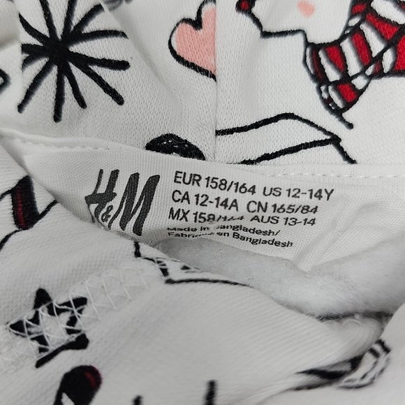 H&M Girls Hooded Sweater Top with Christmas Motif 12-14 years - Picture 4 of 5